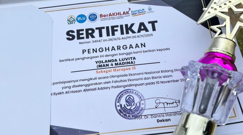 Peringkat 5 dari 960 peserta bidang Ekonomi se-Tapanuli Bagian Selatan Tahun 2025